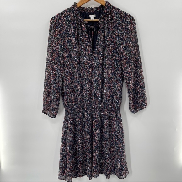 J. Crew Floral Long Sleeve Dress - Navy and Pink - Picture 1 of 12